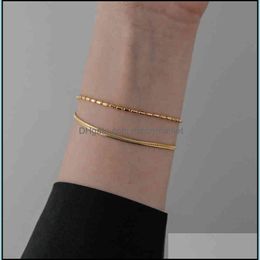 Charm Bracelets Jewelry Simple Cold Wind Double Snake Bone Bead Chain Bracelet For Womens Fashion Drop Delivery 2021 Lxyv3