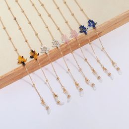 2021 Simple Casual Acrylic Turtle Charm Glasses Chain Gold Colour Beads Sunglasses Chain Holder