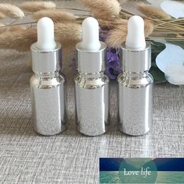 768pcs/lot 10ml high temperature silver plated refillable empty dropper bottle,glass essential oil bottle,perfume subpackage jar Factory price expert design