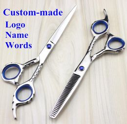 Hair Scissors Custom-made 440c 6 Inch Snakeskin Cut Scissor Cutting Barber Makas Thinning Scisor Shears Hairdressing Set