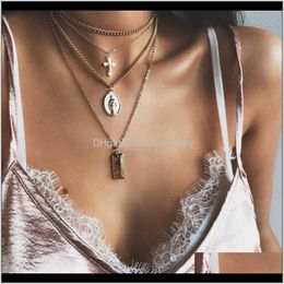 Necklaces & Pendants Jewellery Drop Delivery 2021 Fashion Necklace Fashionable Alloy Virgin Cross Multi-Layer Pendant Item For Women Rgzh7