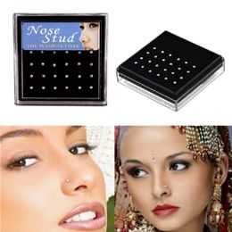 Other 24pcs/set 1.8mm Crystal Nose Ring & Studs Fashion Body Women Girl Jewellery Stainless Steel Piercing Colourful