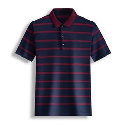 Ymwmhu 100% Cotton Polo Shirt Men Short Sleeve Buttton Collar Summer Slim Fit Shirt Striped Streetwear Casual Male Polo Shirt 210401