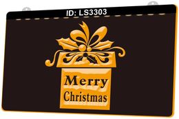 LS3303 Merry Christmas Happy Year 3D Engraving LED Light Sign Wholesale Retail