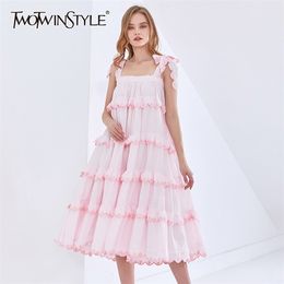 Elegant Summer Sling Dress For Women Square Collar Sleeveless Patchwork Dresses Female Fashion Clothing 210520