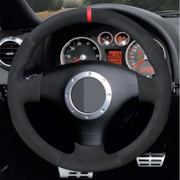 Car Steering Wheel Cover Genuine Leather Suede For Audi A2 8Z A3 8L Sportback A4 B6 Avant A6 C5 A8 D2 TT 8N S3 S4 RS 4 RS 6