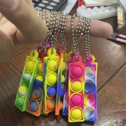 Fidget Toys Simple Key Ring Keychain Kids Christmas Gift Sensory Bubble Poppers Board Decompression toy Backpack Pendant