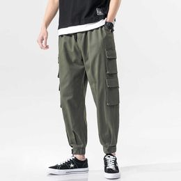 Streetwear Mens Cargo Pants Multi-Pocket Tactical Trousers Men Hip Hop Jogging Pants Male Cotton Elastic Waist Large Size 5XL X0723