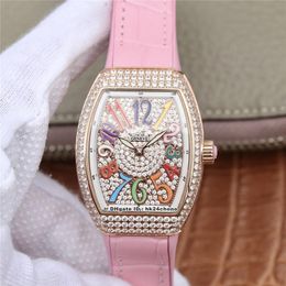 ABF Factory Luxury Watches V 32 SC Vanguard Lady 32mm Rose Gold Full Diamond ETA Quartz Womens Watch Diamonds Dial Rubber Strap Ladies Wristwatches