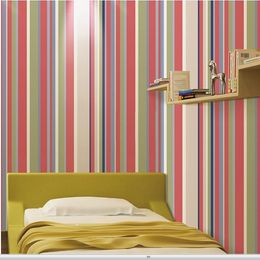 Modern Colourful bold stripes non woven wallpaper hotel engineering classic 3D decor for living room bedroom TV wall roll