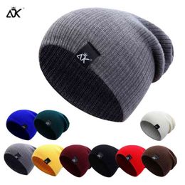 12 Colours New Solid Woman/Men Knitted Beanies Ladies Casual Cap Warmer Bonnet Autumn Winter Male/Female Baggy Cap Y21111