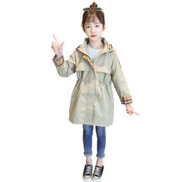 Baby Girls Trench Coats Solid Colour Outwear British Style Casual Jacket Autumn Winter Hooded Coat Kids Clothing BT6696