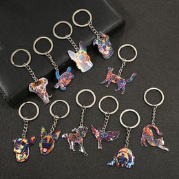 Keychains Fashion Colourful Flower Pattern Animal Keychain Lovely Design Dog Tortoise Elephant Bird Keyring Charms Pendant Bag Accessories