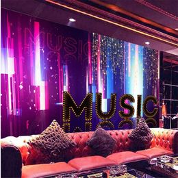 living style customized wallpaper Blue and purple cool ktv bar fashion background