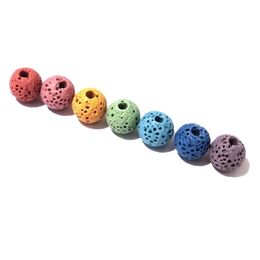 Wholesale Seven Chakras 8mm Colourful Lava stone Loose Beads Charms Beaded DIY Bracelet Necklace Jewellery Making Accessories
