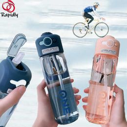 550ml One-handed Straw Portable Dispenser Bottle for Bicycle Water Bottle Holder Thermal Bottles Water Bottles for Sport Cycling Y0915