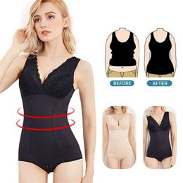 Fiem Body Shapewear Bodysuit Lace Slimming Underwear Waist Trainer Shaper Soft Butt Sexy Lingerie For Female