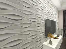 Art3d 50x50cm Textures 3D Wall Panels White Big Wave Panelling Soundproof for Living Room Bedroom (Pack of 12 Tiles)