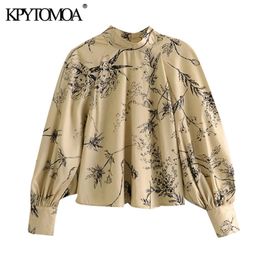 Women Fashion Floral Print Loose Blouse Long Sleeve Back Buttons Female Shirts Blusas Chic Tops 210420