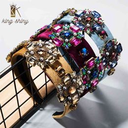 colorful wedding bands UK - Boutique Baroque Colorful Crystal Headband for Lady Luxury Multi Color Rhinestone Hair Band Bridal Wedding Party Tiara Headpiece 210329