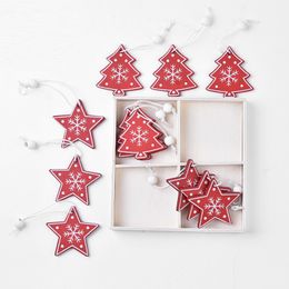 Christmas Wood Diy Hanging Decoration Xmas Tree Snowflake Bell Elk Angell Pattern Ornaments Festival Party Decor Pendant Supplies BH4955 TYJ