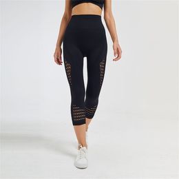 2021 New Sport Yoga Pants High Waist Energy Seamless Fitness Cropped Leggings Women Tummy Control Gym Running Tights 1285 Z2