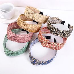 Vintage Straw Braided Bezel Hairband Women Knot Headband Girls Hair Accessories Opaska Do Wlosow Opaski Diademas Headwear