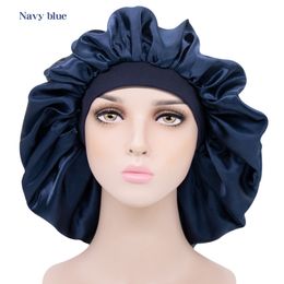 Hot! High Quality Extra Large Satin Sleep Cap Waterproof Shower Cap Women Hair Treatment Hat