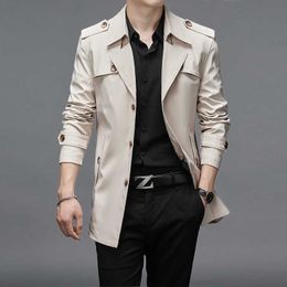 Thoshine Brand Spring Autumn Men Trench Coats Superior Quality Buttons Male Fashion Outerwear Jackets Windbreaker Plus Size 4XL 211011