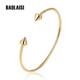 Geometric Triangle Charm Open Cuff Bracelets&Bangles For Women Gold Colour Stainless Steel Bangles Jewellery Wedding Gift Bangle