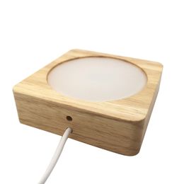 3D LED Night Light Table Lamp USB Crystal Glass Resin Art Ornaments Base Stand X6HD D2.0