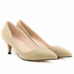 Girls Suede Stiletto Women High Heel Shoes Club Party Pointed Toe Slip-On Office Lady Footwear Woman Pumps Sexy Wedding Shoes Y220225