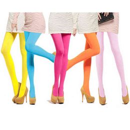 18colors Women Candy Colour Warm Sexy Tights 120D Velvet Seamless Pantyhose Large Elastic Long Stockings Y1130