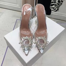 Sandals Wedding Dress Shoes 7cm 10cm CAMELIA Begum bowknot butterfly PVC pumps high heels AMINA MUADDI diamond shine sandals rhinestone Transparent wom J230525