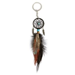 Beads Dreamcatcher keychain Feather Wind Chimes Dream Catcher Tassel Leaves Key Chain Women Vintage Indian Style Keychain