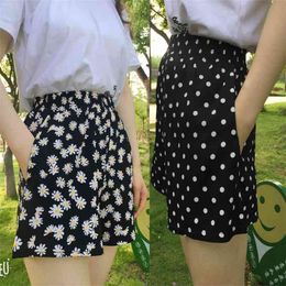 Summer Shorts Women's Casual Korean Version Of The Loose Small Daisy Polka Dot Chiffon High Waist Wide Leg 210517