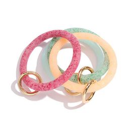 10 Colours Silicone Wrist Key Ring Glitter Bracelet Sports Keychain Bracelets Bangle Round Key Rings Large O Keyring Jewellery Wholesale