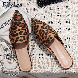 Eilyken 2021 New Women's Shoes Square Heel Summer Slipper Sexy Leopard Print Slippers Ladies Outdoor Leisure Mules Slippers C0410