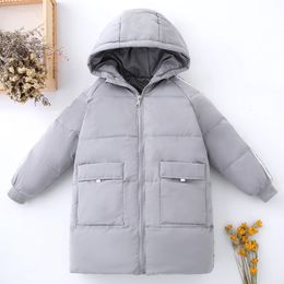 Children's down coat jacket medium and long thickened hooded Korean version baby boys & girls winter loose type motion