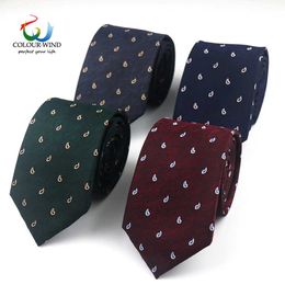 Men's Pasiley Tie 7cm Width Cashew Jacquard Polyester Neck Ties for Business Formal Pocket Square 23*23cm Wedding Party Gravatas
