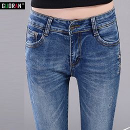 women pants high waist jeans denim cotton slim tight designer blue jeans pencil pants women skinny stretch trousers 210519