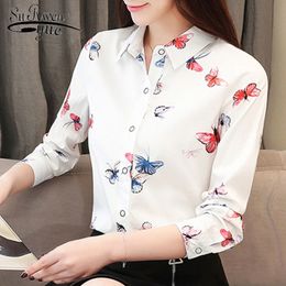 blusas mujer de moda women blouse shirt fall butterfly long sleeves Korean style casual clothing 1527 45 210427