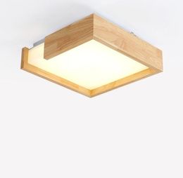 LED Wood Acrylic Square Shade Ceiling Light Fixture Nordic Simple Surface Mounted Plafon Lamp Foyer Bedroom Living Room Kitchen