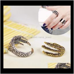 nail claw rings NZ - Band Drop Delivery 2021 Retro Sier Exquisite Cute Eagle Claws Punk Style Carved Finger Nail Rings Jewelry Wholesale - 0042Wr Bmrrs
