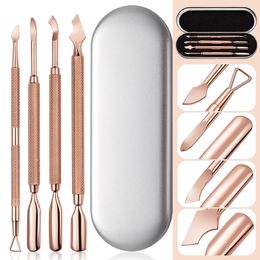pusher pedicure Australia - Dual end Nail Art Stainless Steel Cuticle Pusher Box Set 8in1 AB Manicure Pedicure Clean Tool Kit Dead Skin Polish Gel Remove