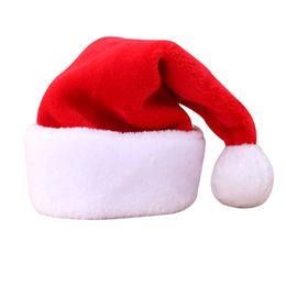 Pack of 2 Thickened double layer luxury plush christmas santa claus cap 86g xmas hat for adults
