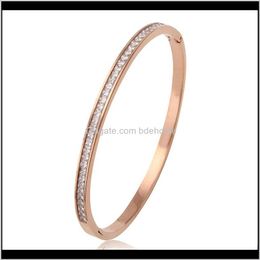 Bangle Drop Delivery 2021 Womens Bracelet Jewellery Rose Gold High Quality Stainless Steel Cuff Bracelets With Shiny Crystals Waj0905 Uac87