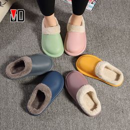 Winter/Autumn Slippers Lovers Cozy Outdoor Warm Plush Indoor Women Men Kitchen Shoes Anti-Slip Soft EVA Waterproof Home Sneaker Y0427