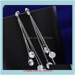 Dangle & Chandelier Jewelryeuropean Temperament Ladies Long Tassel Earrings Jewellery Fashion Simple S925 Sier Needle High Quality Zircon Earr