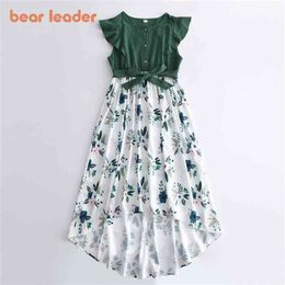 Bear Leader Maternity Ladies Summer Dresses Fashion Girls Floral Patchwork Costumes Kids Sashes Bowtie Pregancy Clothes 210922